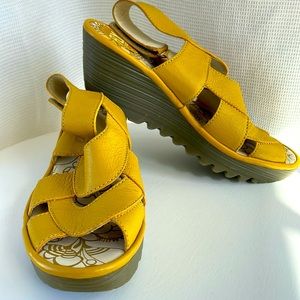 Gorgeous Yellow Fly London Wedge Sandals